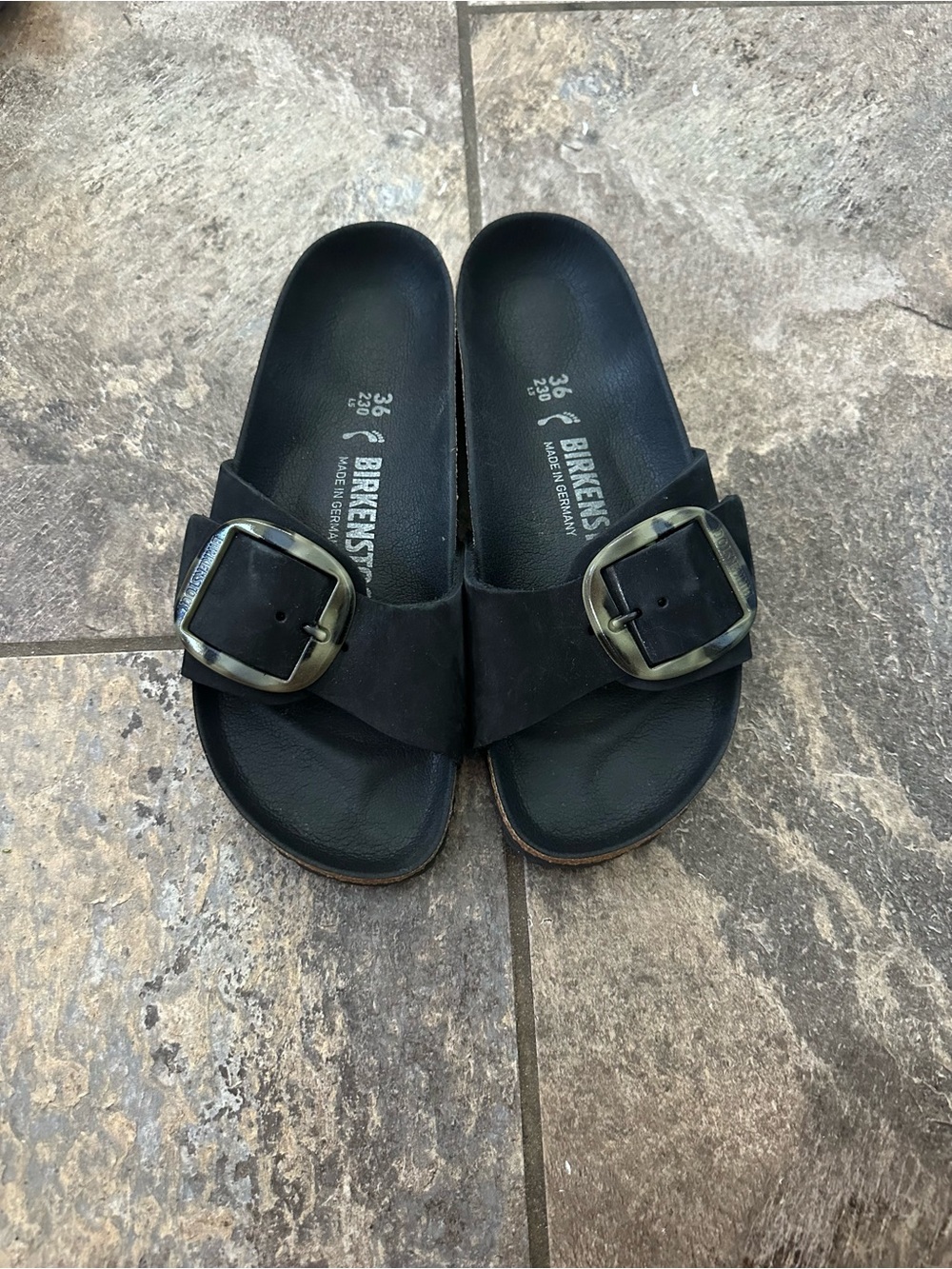 Black Birkenstock Madrid Big Buckle Sandals size 36